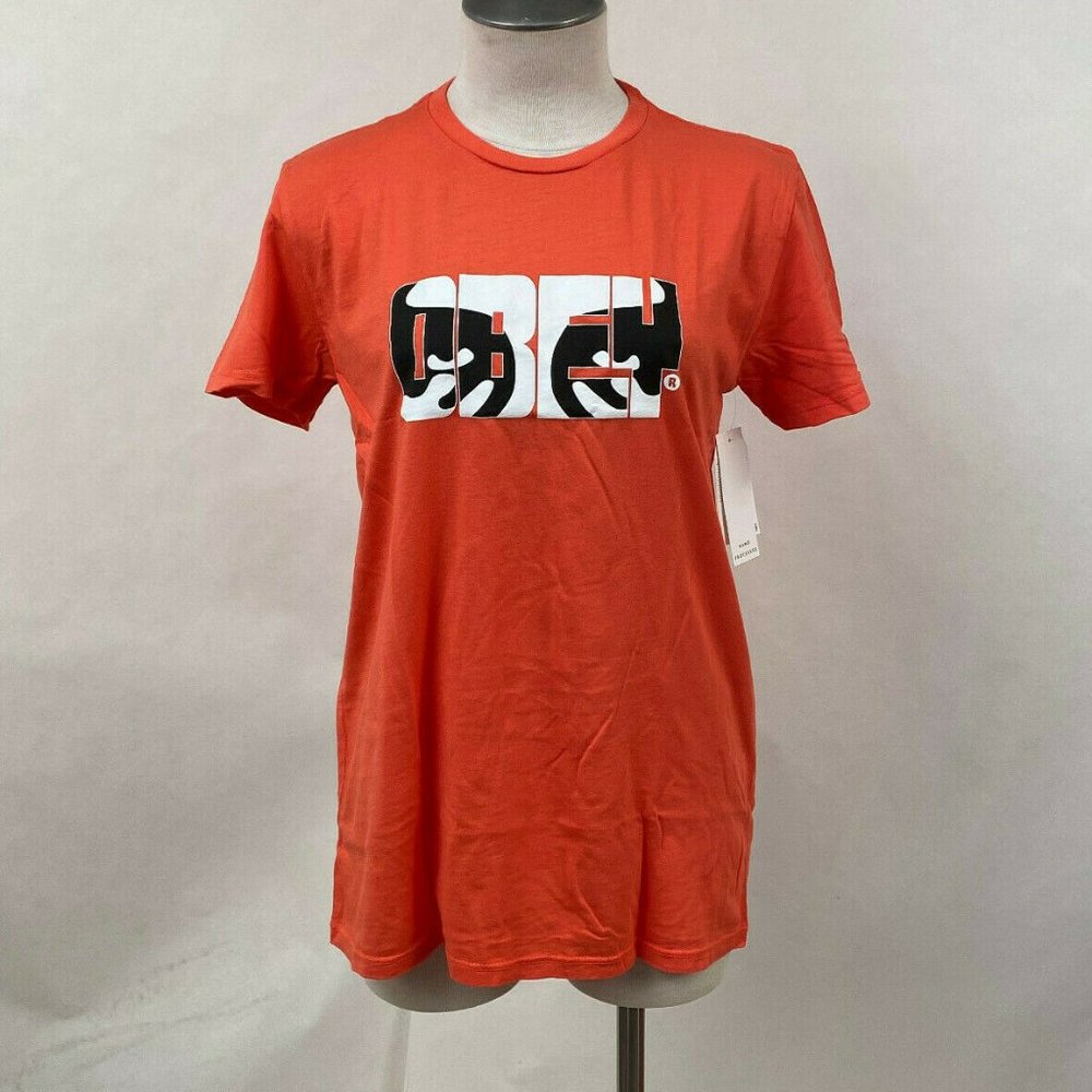Obey T-Shirt "Eyes of Obey" Hot Coral NWT